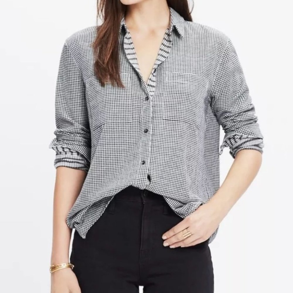 Madewell oversized boyshirt black white gingham XS